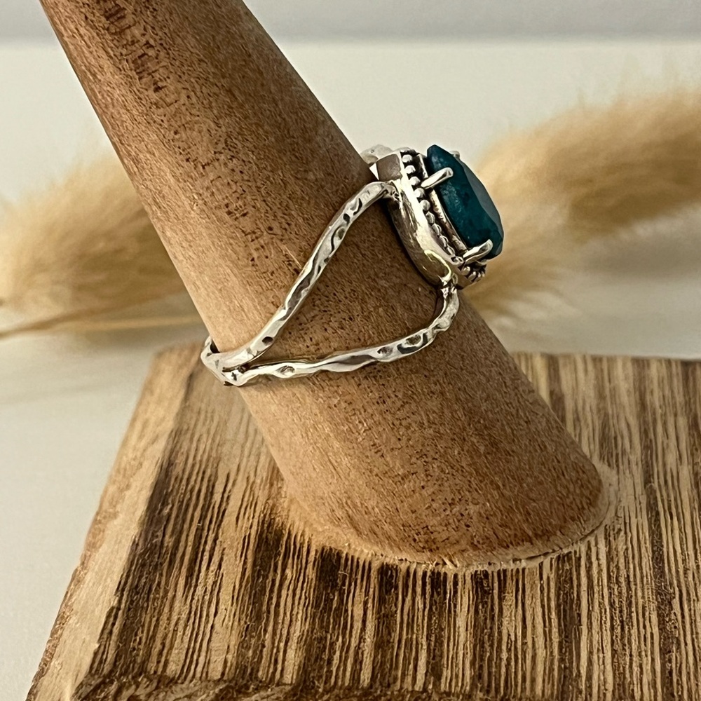 New 925 Solid Sterling Silver Emerald Gemstone Ri… - image 2